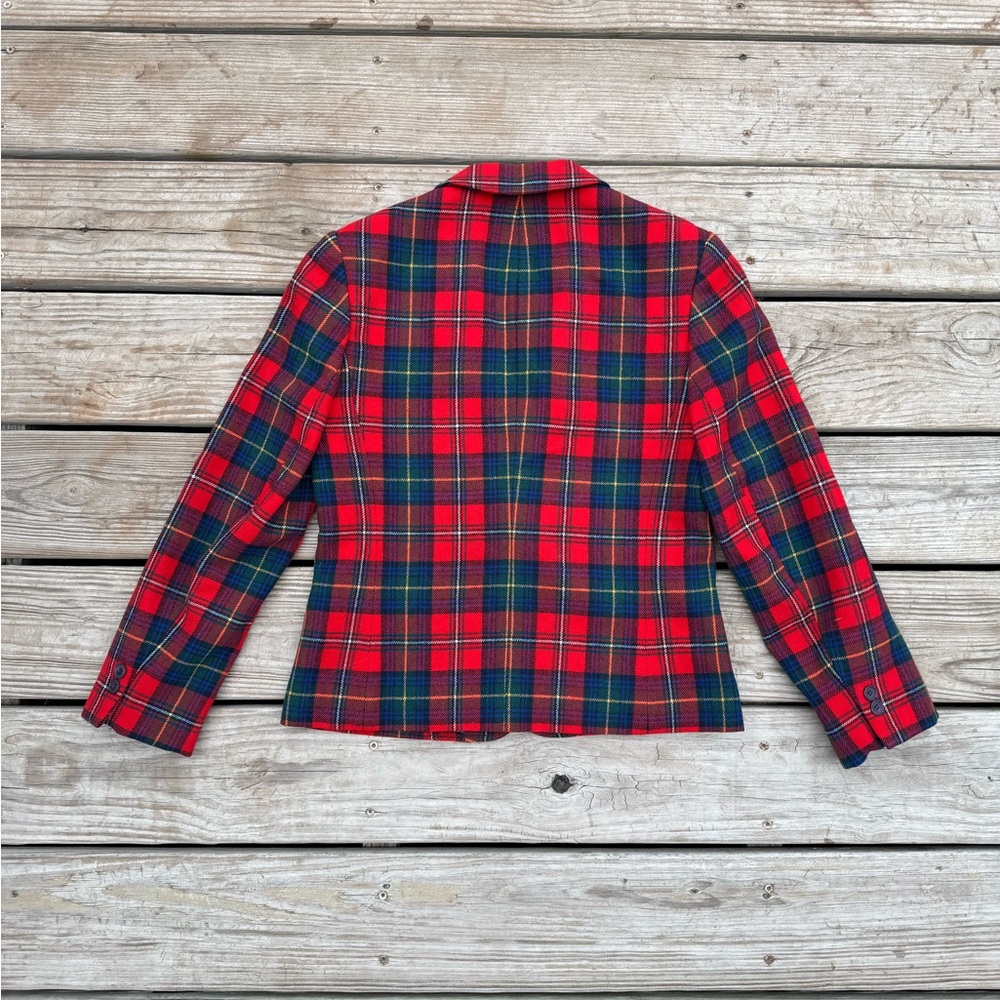 Women’s Pendleton Red Plaid Single Button Blazer … - image 2